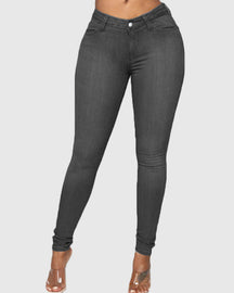 High-waisted Hip-hugging Oversized Elastic Skinny Washed Skinny Jeans