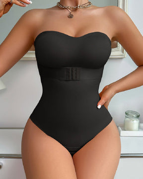 Women's Strapless Tummy Control One Piece Seamless Thong Shapewear Bodysuits