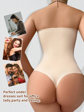 Women's Strapless Tummy Control One Piece Seamless Thong Shapewear Bodysuits