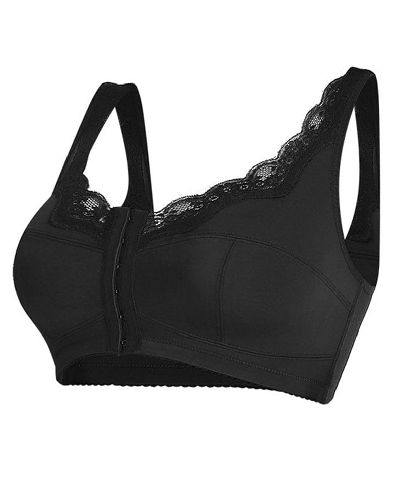 Wireless Plus Size Front Closure Bra Lace Full Coverage Back Support Nursing Bra