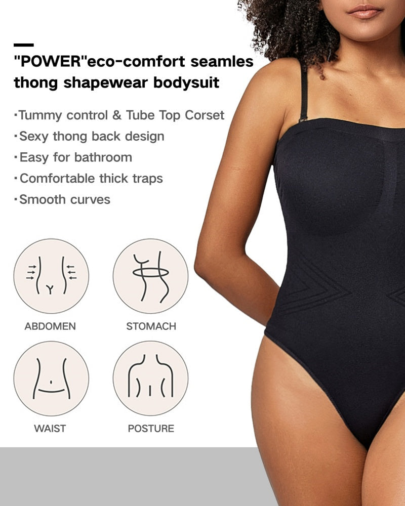 One Piece Removable Shoulder Straps Tube Top Tummy Control Corset Shapewear