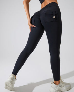 Peach Hip Fitness Leggings with Cargo Pockets