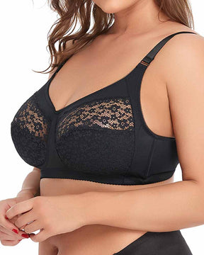 Lace Stitching Adjustable Wide Hem Stretchy Push Up Bra