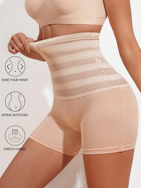 High Waist Striped Hollow Shapewear Panties Tummy Control Postpartum Underwear