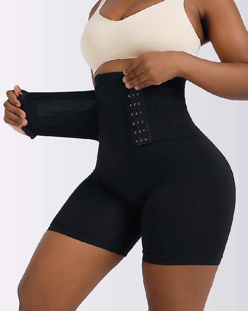 High Waist Stretchy Hourglass Buckle Belt Corset Butt Lift Shapewear Shorts