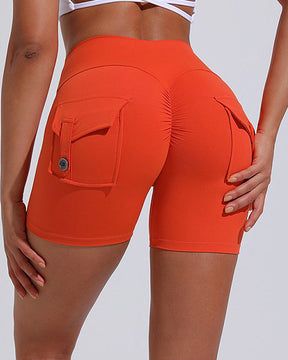 Women's Yoga Shorts Hip Lift Cargo Back Pockets