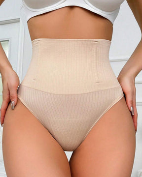 Women's High Waist Stripe Shapewear Panty Butt Lift Body Shaping Thong