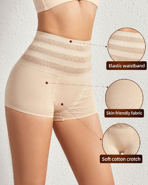 High Waist Breathable Perforated Elastic Waist Tummy Control Shaping Panties