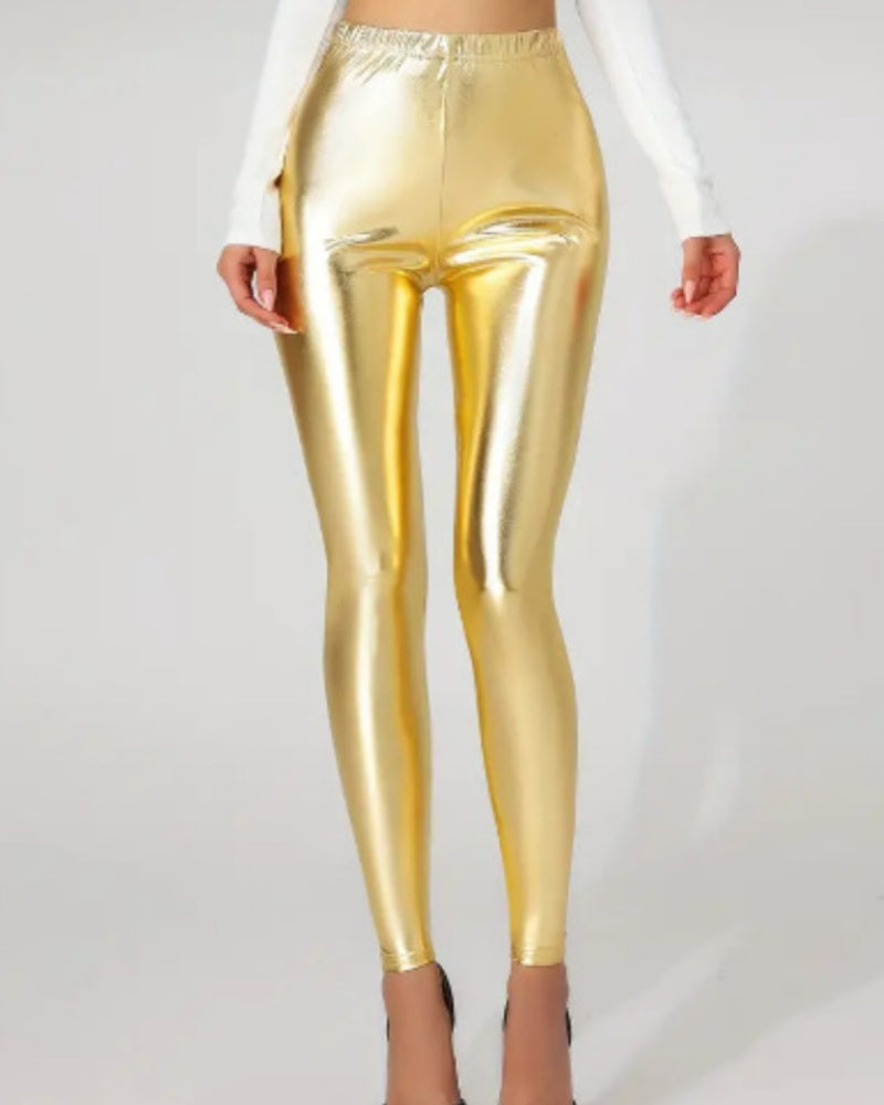 Bright Leather Tight Nine-point Pants Sexy Close-Fitting Hip-lifting Waist Leggings