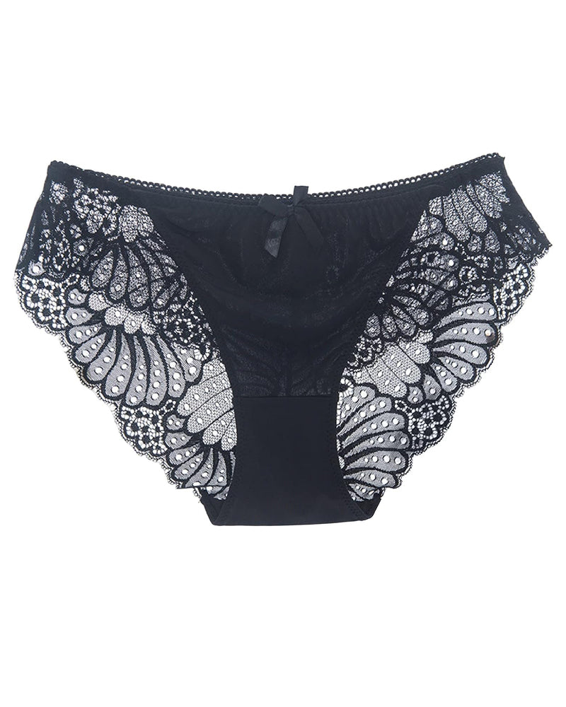 Low Waist Ice Silk Soft Panties Sexy See Through Lace Elasticity Briefs