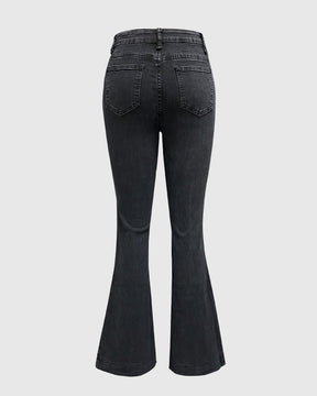 Women's Buttoned High Waist Slim Fit Flared Jeans