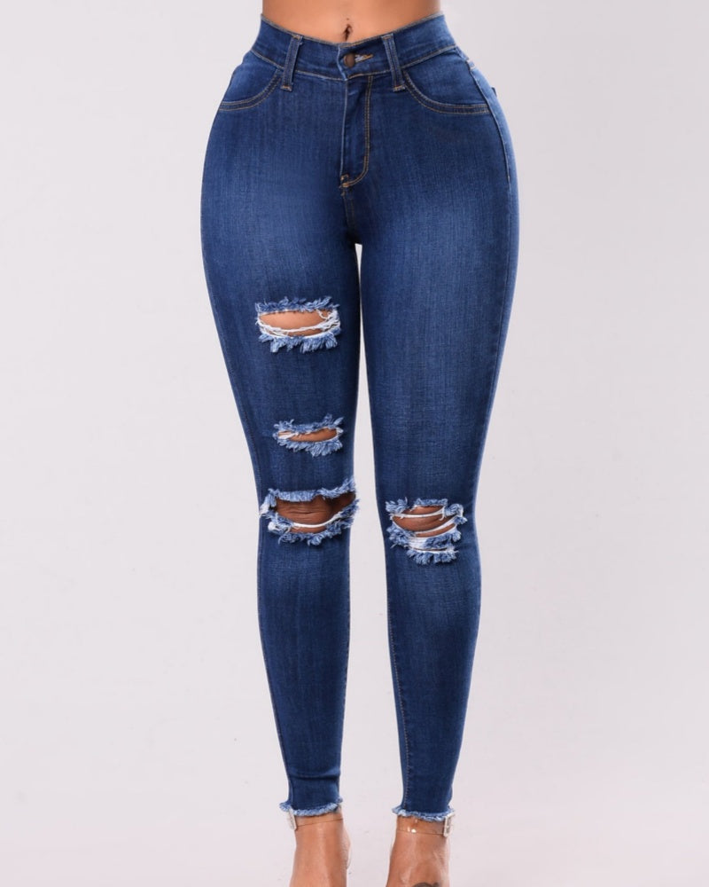 Stretch Skinny Ripped Distressed Destroyed Jeans for Women