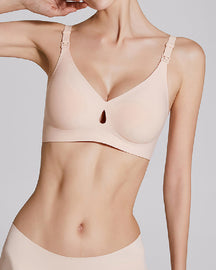 Women's Anti-Sagging Front Buckle Nursing Bra Smooth Wireless Hollow Comfortable Bra