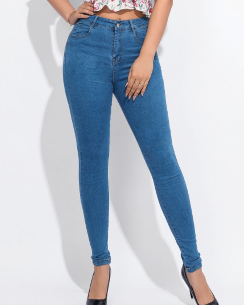 High Waist Slim Fit Skinny Jeans for Women with Elasticity