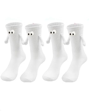 Creative Cartoon Magnetic Hands Socks Couple Unisex Embroidered Eye Mid Tube Cotton Socks