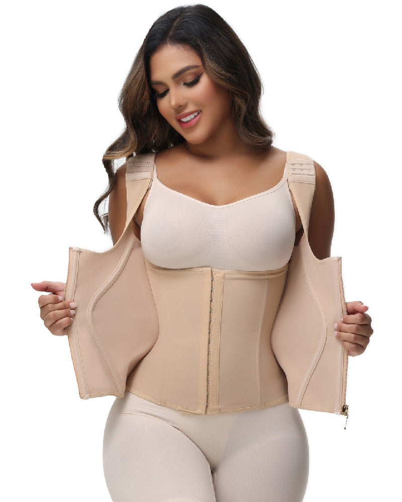 Women's Double Compression Bone Waist Trainer Tummy Control Postpartum Corset Vest