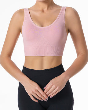 Women's Wireless High Support Adjustable Padded Push Up Crop Tank Top Sports Bra