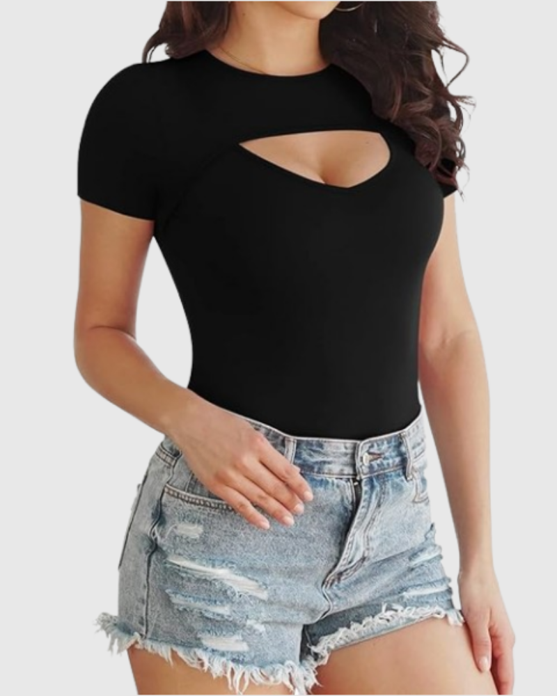 Short Sleeve Round Neck Bodycon Bodysuit