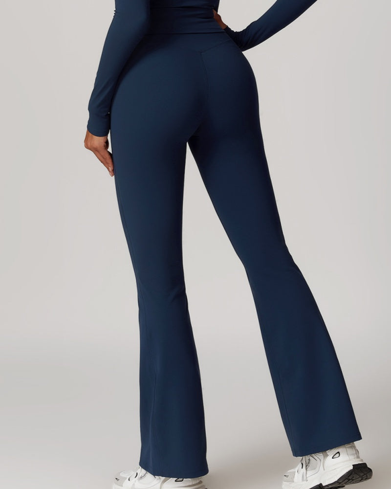 Crossover High Waist Hip Lift Nude Yoga Flared Pants