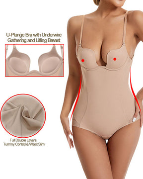 Seamless Corset Backless Bodysuits U Plunge Tummy Control Shapewear