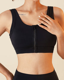 Breathable Wireless front zipper Shock Absorption sports yoga bra