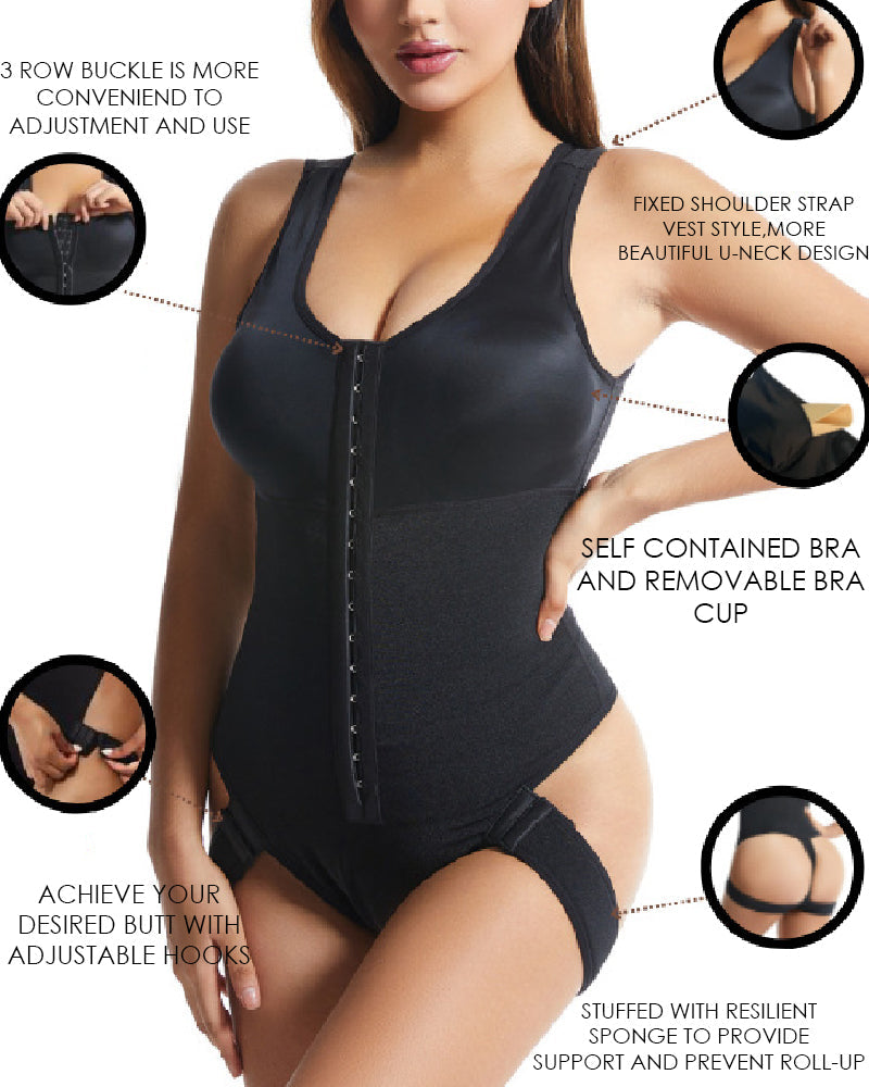 Women's Tummy Control Chest Pads Post Surgery Shapewear Fajas With Two Fixing Belts