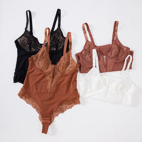 Sexy Lace Deep-V Neck Bodysuits