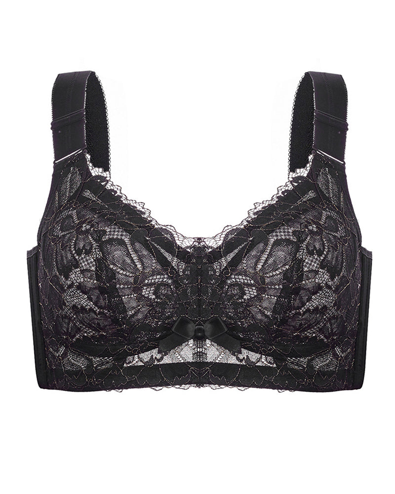 Elegant Floral Lace Wireless Bra Breathable Minimizer Full Coverage Bralette