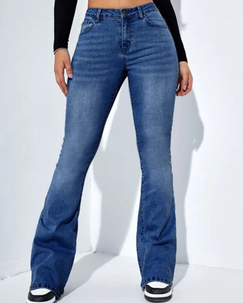 High Waist Straight Jeans Slim Fit and Versatile Elastic Flared Pants