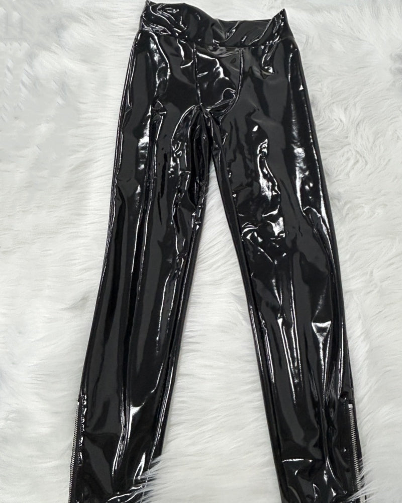 PU Leather Mirror New Slim Tight Leather Pants for Women Fashionable and Versatile