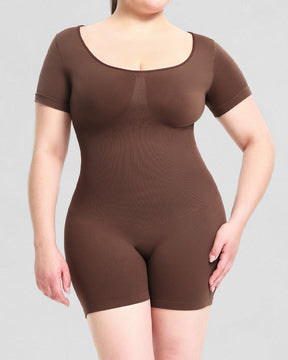 Short Sleeve Crew Neck Jumpsuit Slimming Seamless Butt Lift Body Shaper