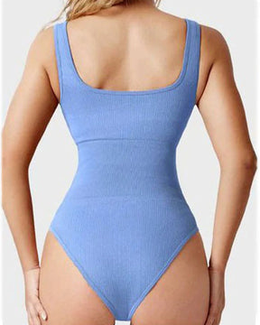 Women's Shapewear Bodysuits Sexy Ribbed Sleeveless Square Neck Tank Tops