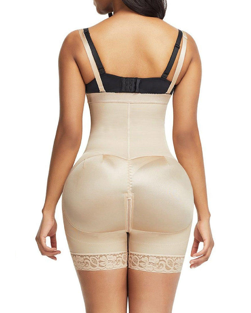 Detachable Straps Side Zipper Body Shaper Open Bust Smooth Shapewear