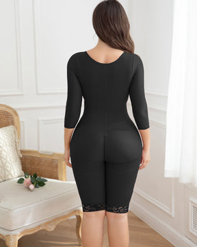 Fajas Black Hourglass Shapewear for Women With Sleeves and Bra