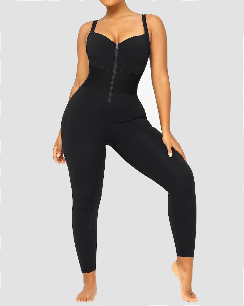 Women's Sleeveless Jumpsuit Tummy Control One Piece Waistband Bodycon Yoga Romper