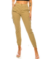 Women's High Waist Slim Fit Cargo Pants Casual Elastic Waistband Tapered Sweatpants