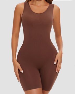 Seamless Tummy Control Bodysuit One-Piece Sleeveless Open Crotch Full Body Shaper