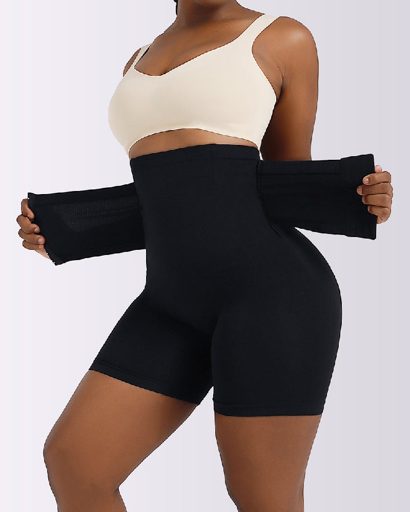 High Waist Stretchy Hourglass Buckle Belt Corset Butt Lift Shapewear Shorts