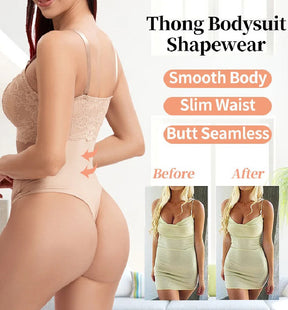 Seamless Lace Slimming Waist Bodysuit Tummy Control Thong Shapewear With Bra