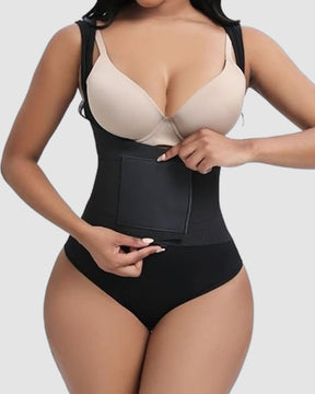 Women Low Back Tummy Control Thong Bodysuit Shapewear with Reinforced belt