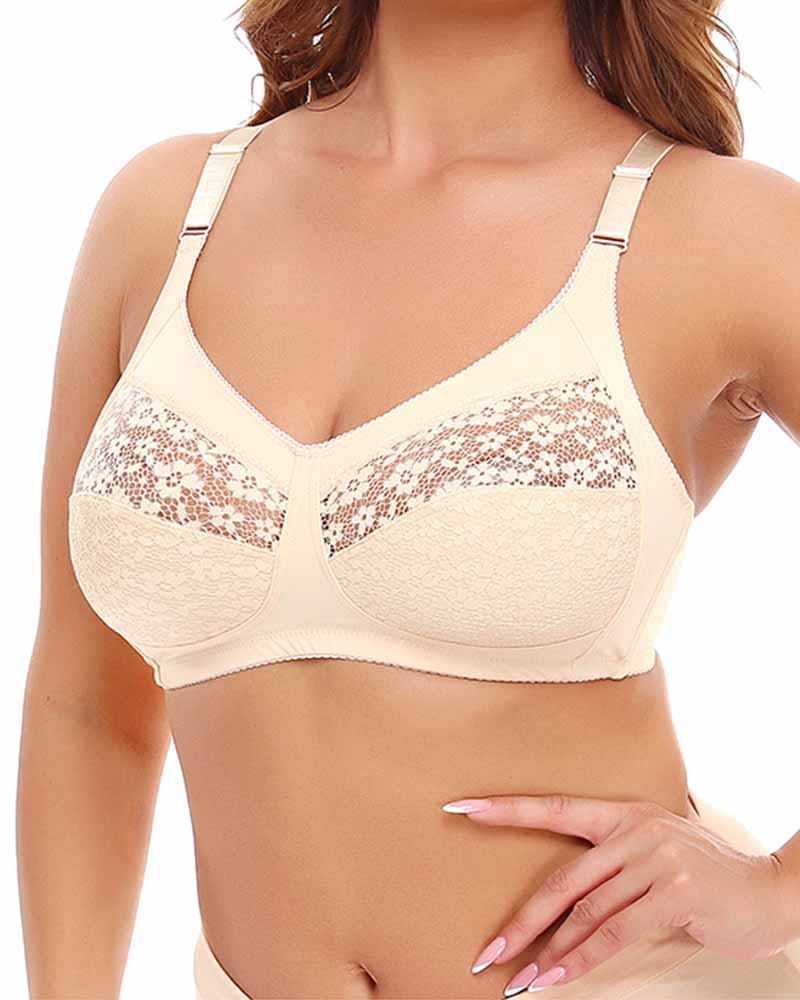 Lace Stitching Adjustable Wide Hem Stretchy Push Up Bra