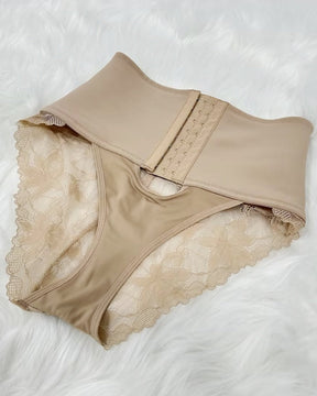 Front-opening Shapewear with Lace Trimmed Tummy Control Panty