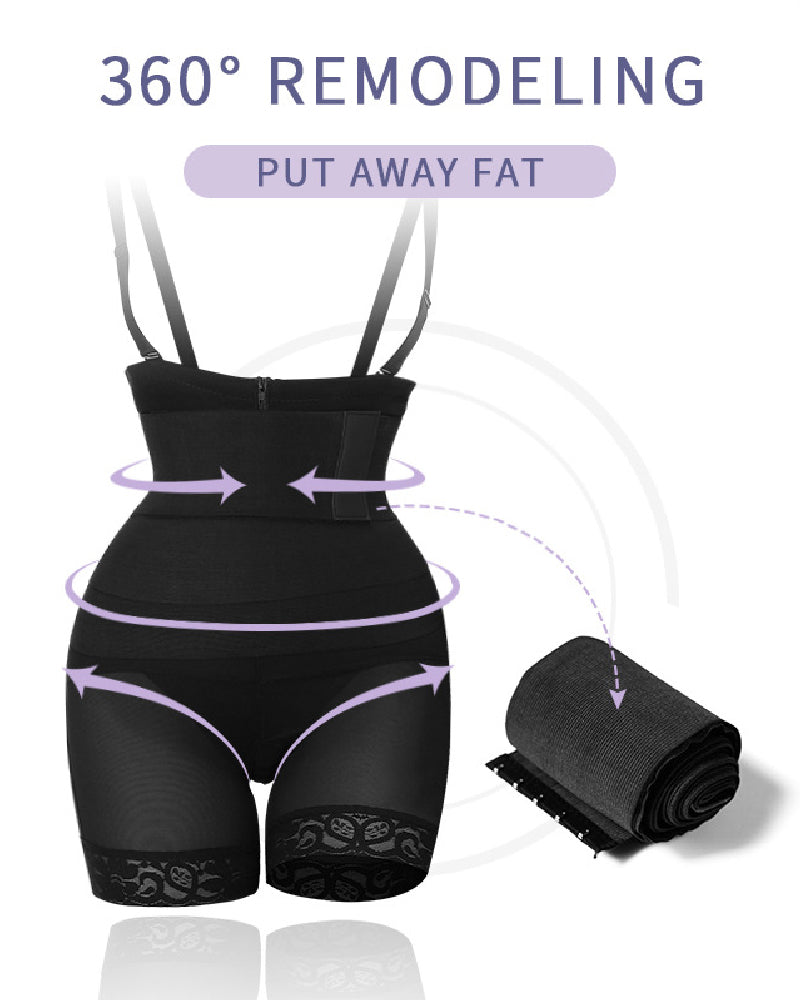 Fajas Colombianas Waist Trainer Flat Belly BBL Shapewear With Removable Tummy Wrap Belt