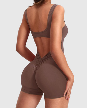 Sexy Backless One-shoulder Sleeveless Three-quarter Pants Bodysuit