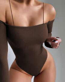 Women's Sexy Off Shoulder Long Sleeve Strappy Backless Bodysuits