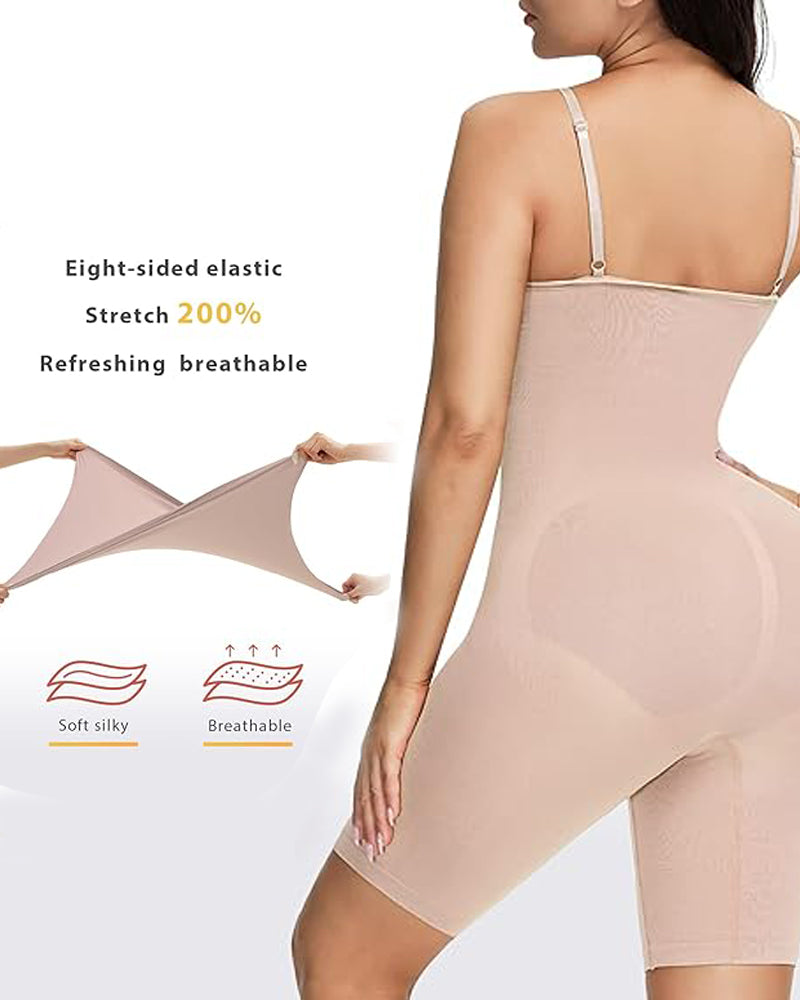 Seamless Light Support Tummy Control Thigh Slimmer Bodysuit Shapewear