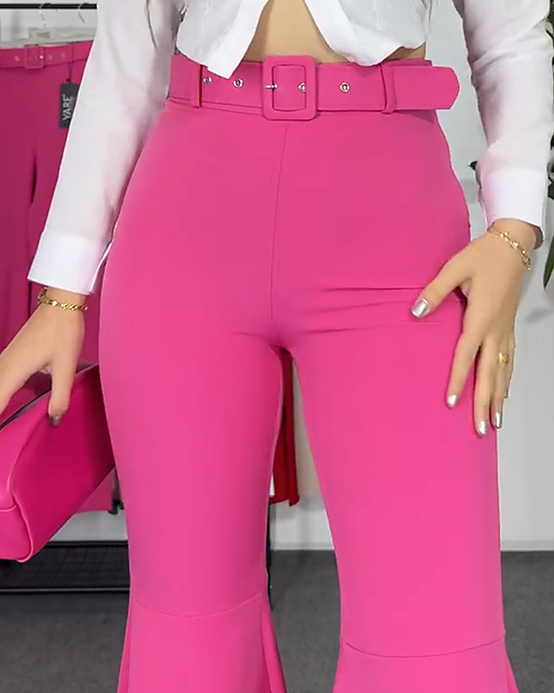 Sexy Slim High Waisted Stretch Bell Bottoms Pants with Belt (Pre-Sale)