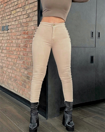 High Rise Stretch Skinny Braided Jeans