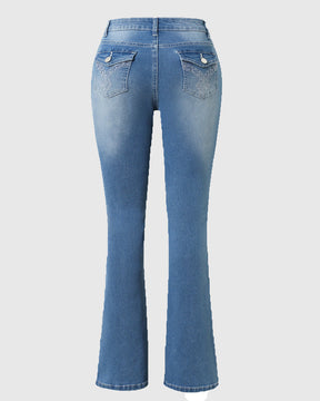 Washed Fashionable All-match Stretch Flared Jeans