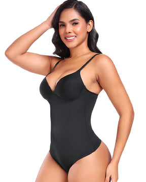 Women's Smooth Push Up Tummy Control Thong Sleeveless Bodysuit Shapewear